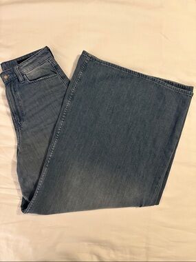 Zara women's extreme wide leg jeans.